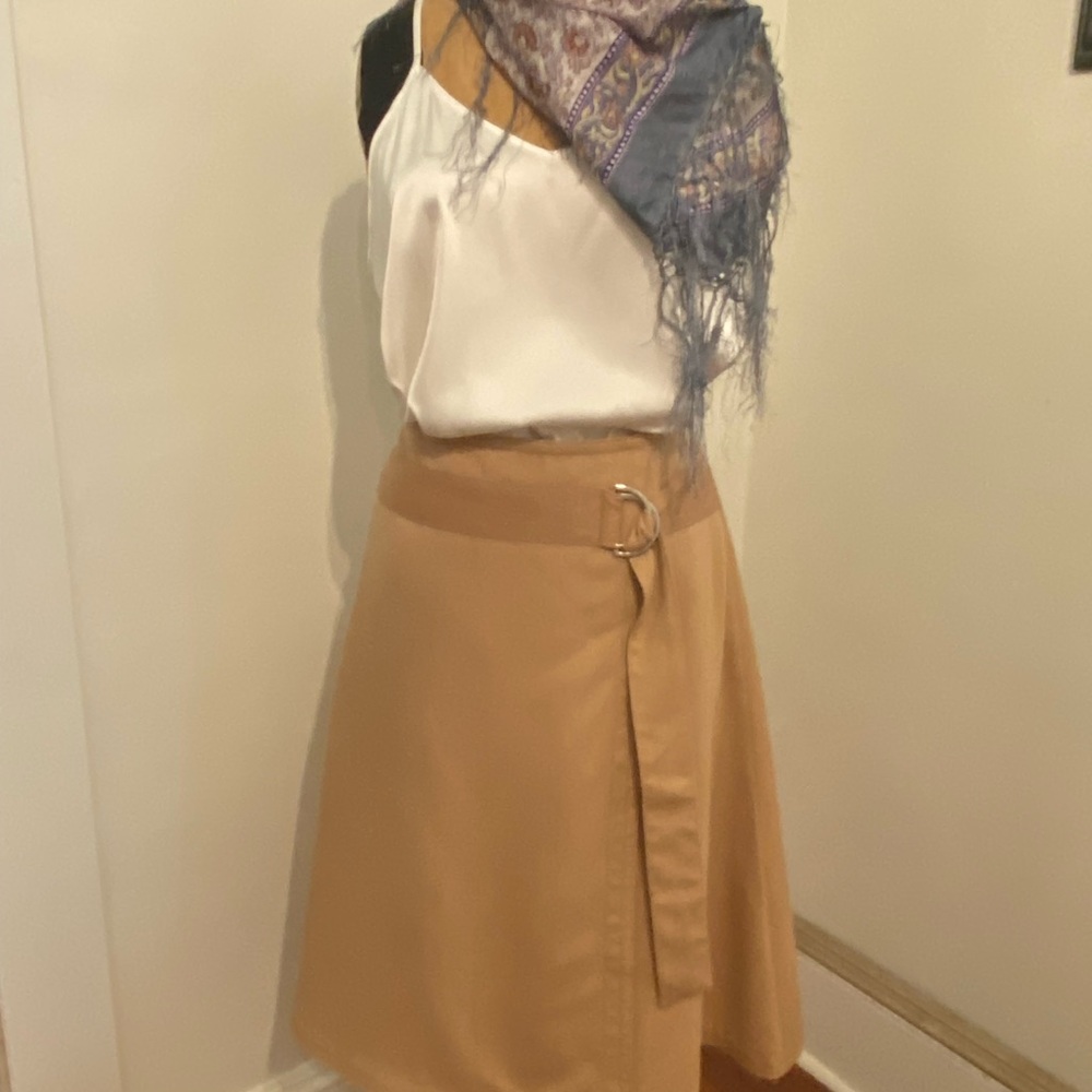 NWT Ann Taylor Camel Wrap Midi Skirt